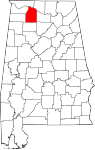 Map of Alabama highlighting Lawrence County